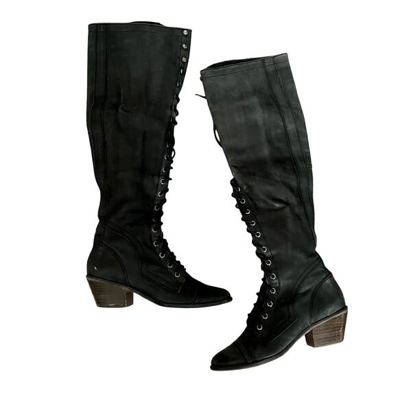 Free People X Jeffrey Campbell Joe Lace Up Leather Boots Size 6 - Picture 7 of 13
